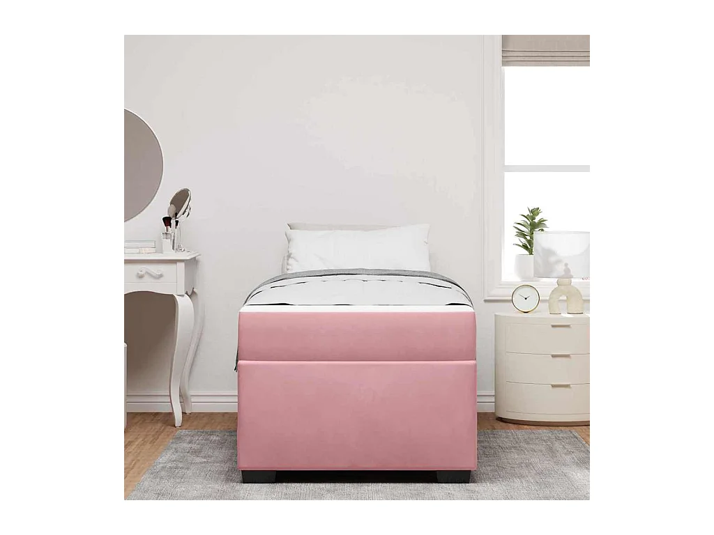 Cadre de lit avec matelas Rose 90 x 200 cm Velours
