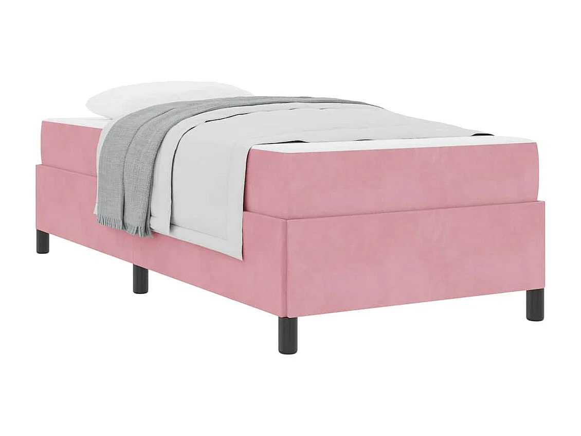Cadre de lit avec matelas Rose et blanc 100 x 200 cm Velours