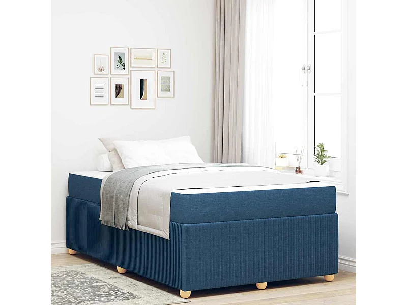 Cadre de lit avec matelas avec matelas Bleu 120 x 200 cm tissu