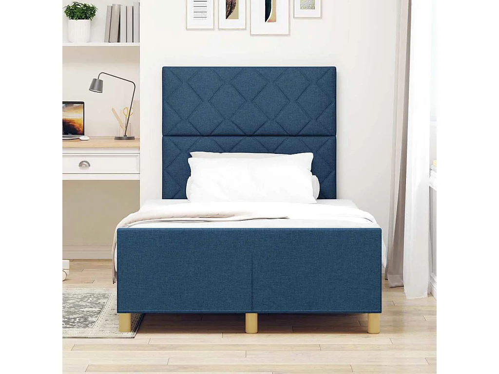 Bedframe met hoofdeinde Blauw 120 x 190 cm Stof
