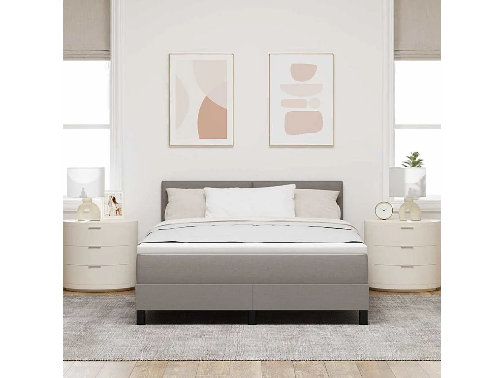 Cama box spring con colchón con colchón Taupé 140 x 200 cm tela