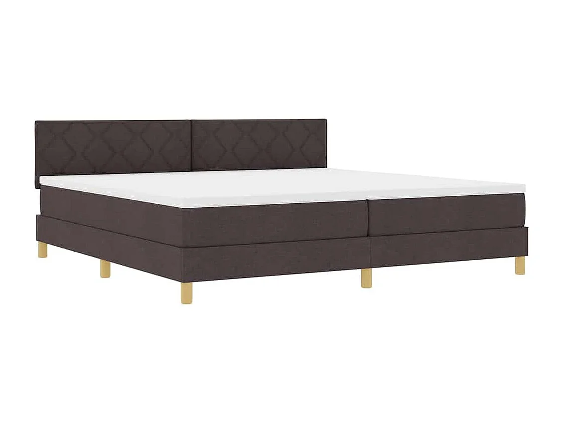 Cama box spring con colchón Marrón oscuro 200 x 200 cm tela