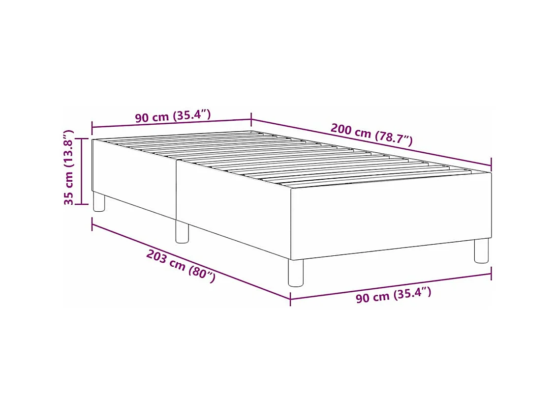 Cadre de lit Crème 90 x 200 cm Tissu en velours côtelé