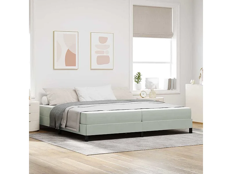 Cadre de lit avec matelas Gris clair 200 x 200 cm Velours