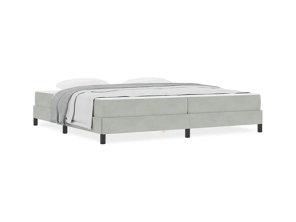 Cadre de lit avec matelas Gris clair 200 x 200 cm Velours