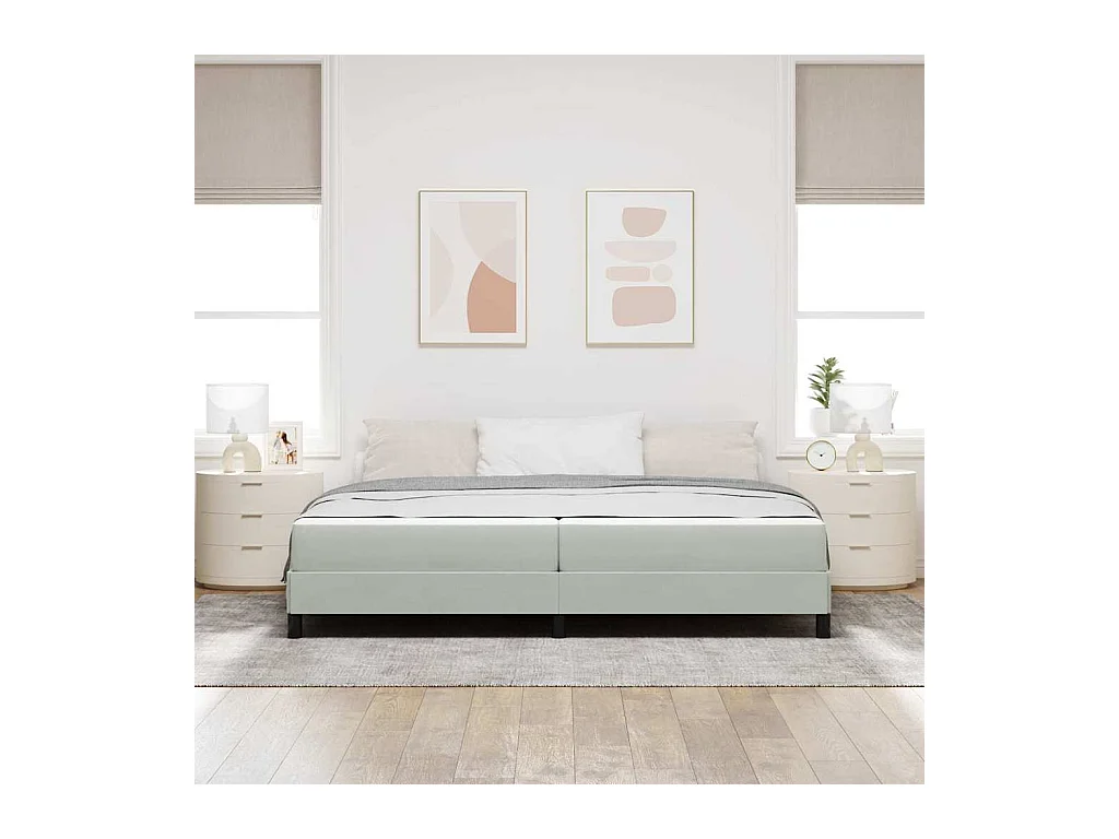 Cadre de lit avec matelas Gris clair 200 x 200 cm Velours