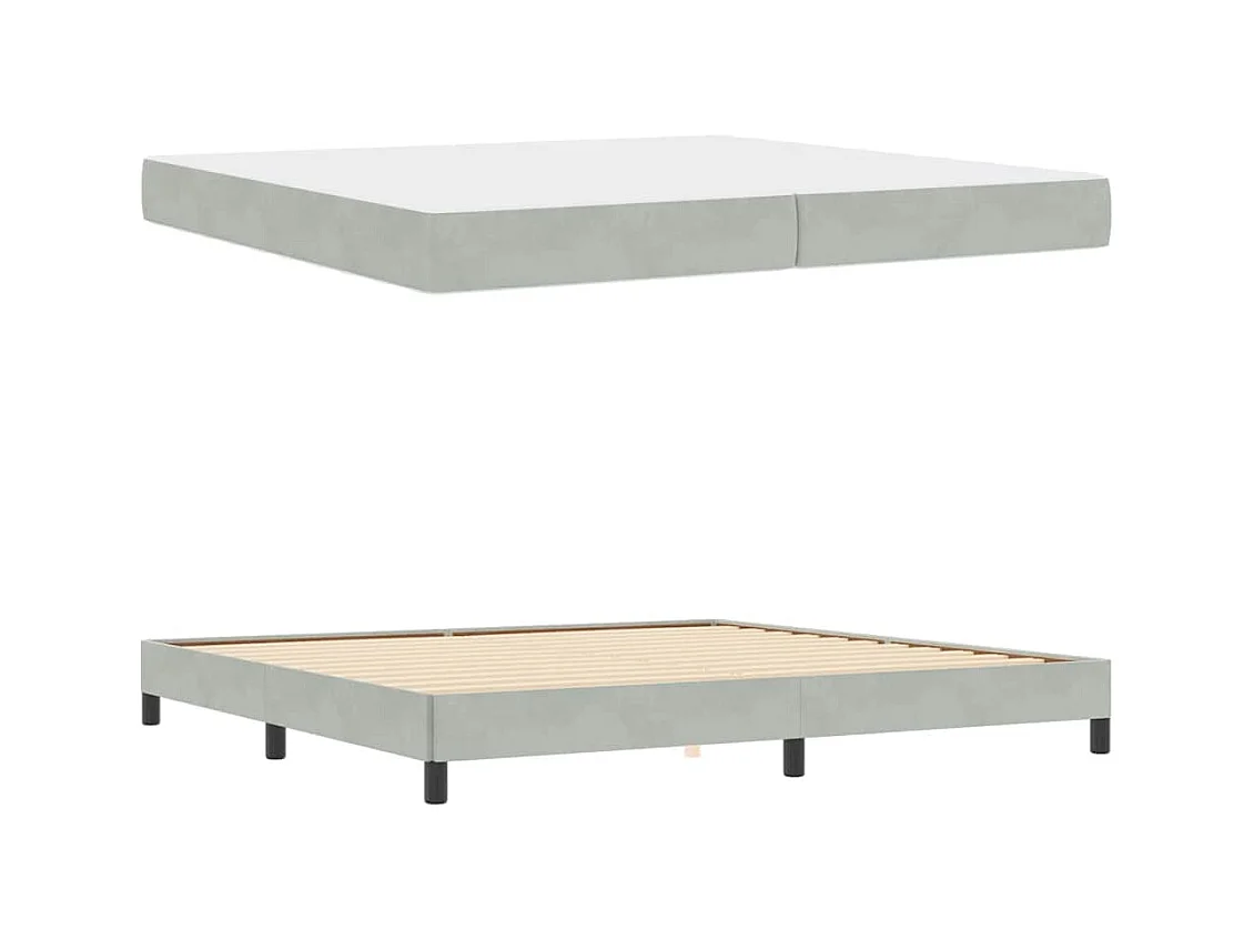 Cadre de lit avec matelas Gris clair 200 x 200 cm Velours