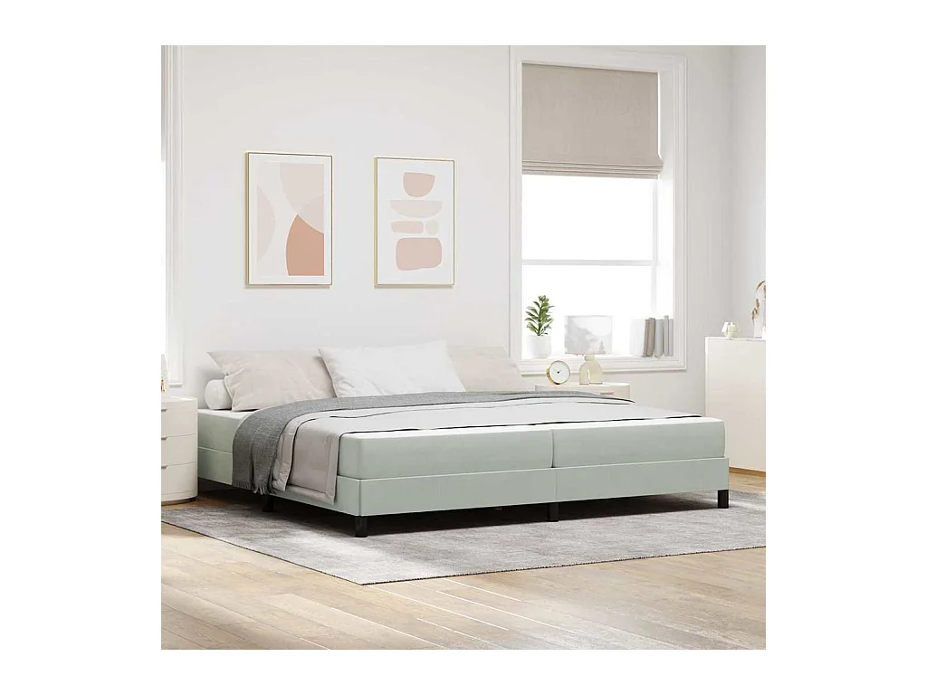 Cama box spring com colchão Cinzento-claro 200 x 200 cm Veludo