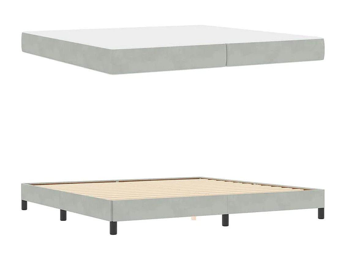 Boxspringbed met matras Lichtgrijs 200 x 200 cm Fluweel