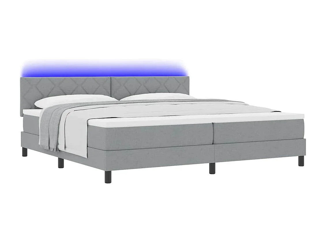 Cama tipo Box Spring con colchón Gris claro 200 x 200 cm tela