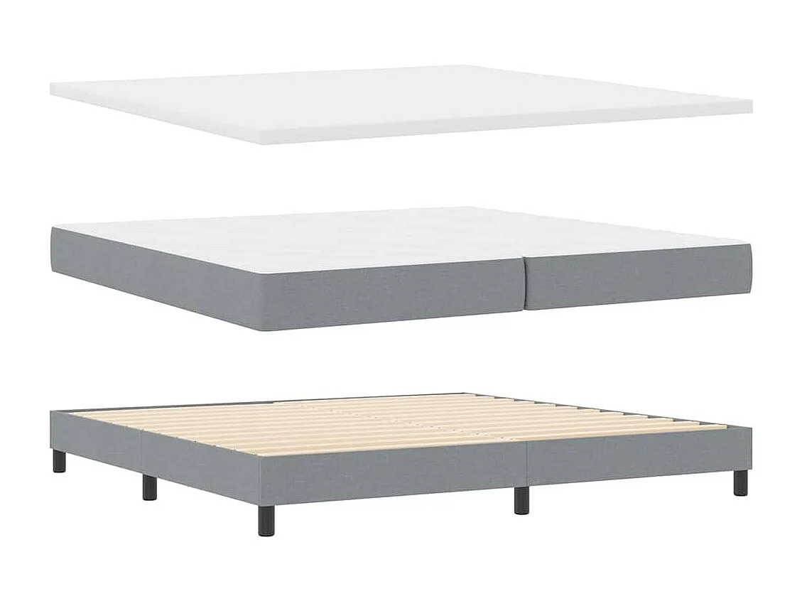 Cama tipo Box Spring con colchón Gris claro 200 x 200 cm tela