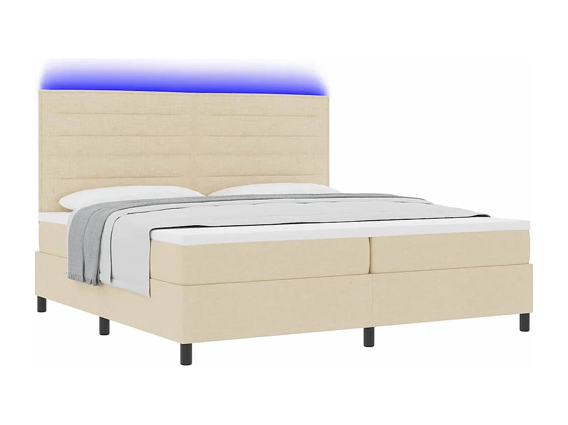 Cama tipo Box Spring con colchón Crema 200 x 200 cm tela