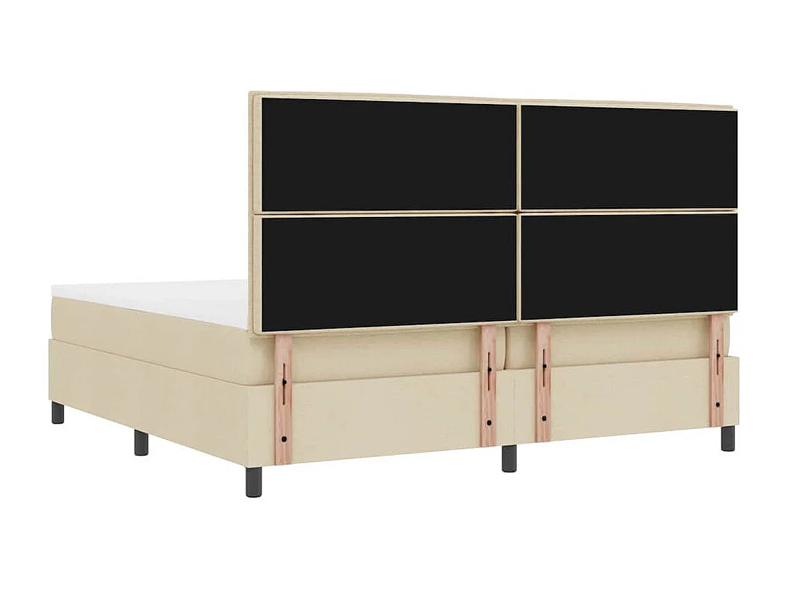 Cama tipo Box Spring con colchón Crema 200 x 200 cm tela