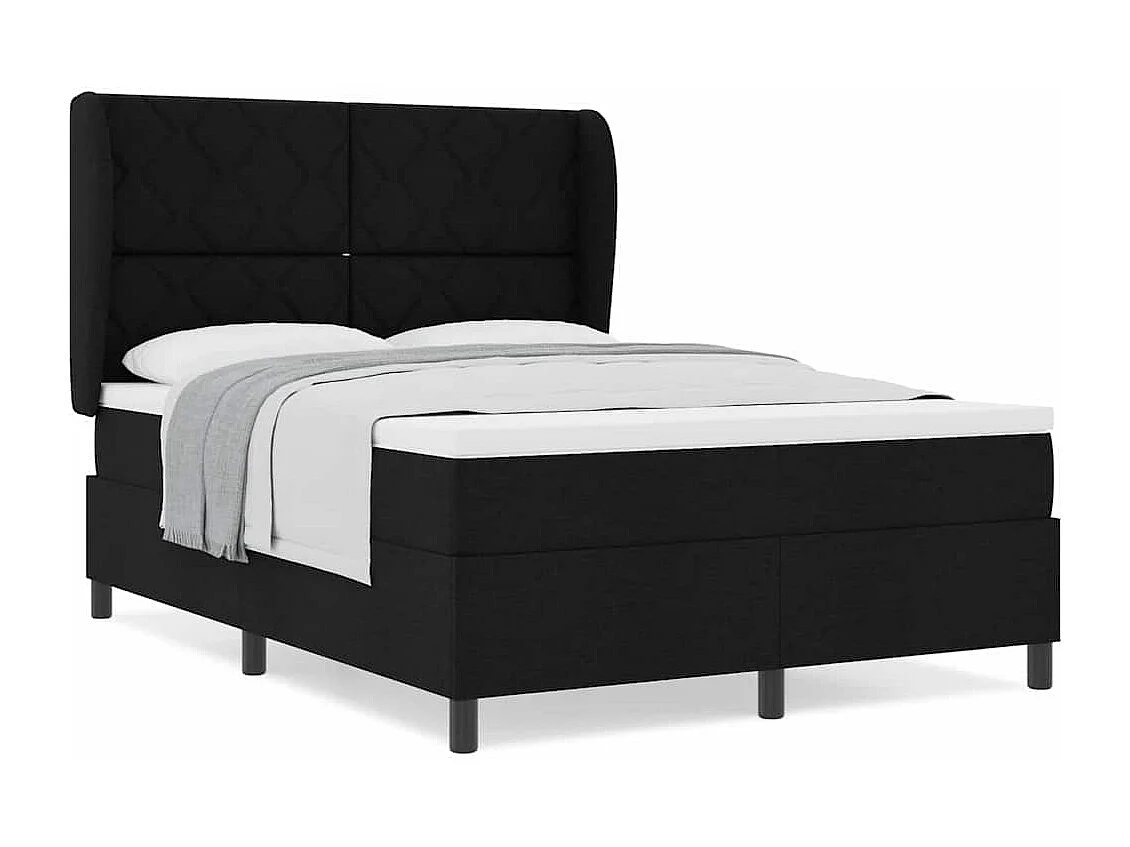 Cadre de lit avec matelas Noir 160 x 200 cm tissu