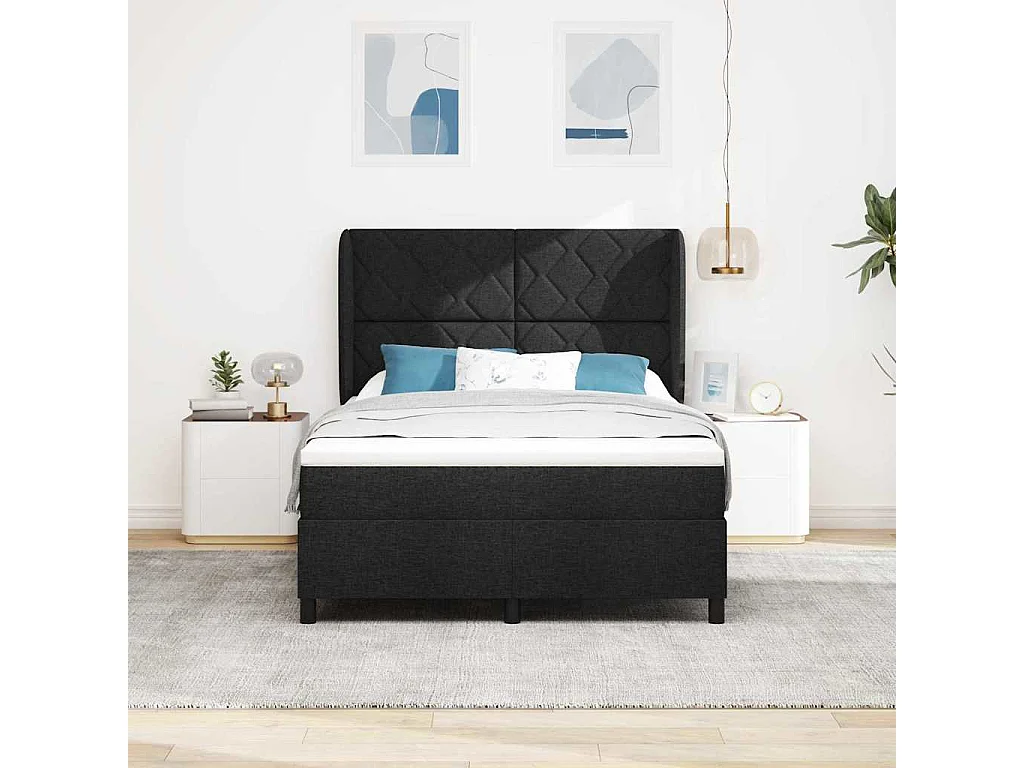 Cadre de lit avec matelas Noir 160 x 200 cm tissu