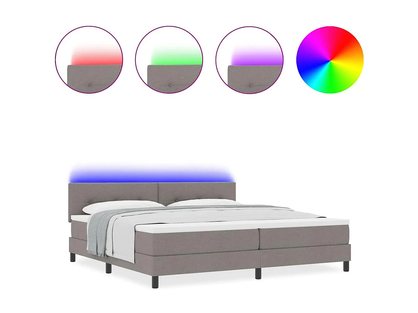 Cama tipo Box Spring con colchón Taupé 200 x 200 cm tela