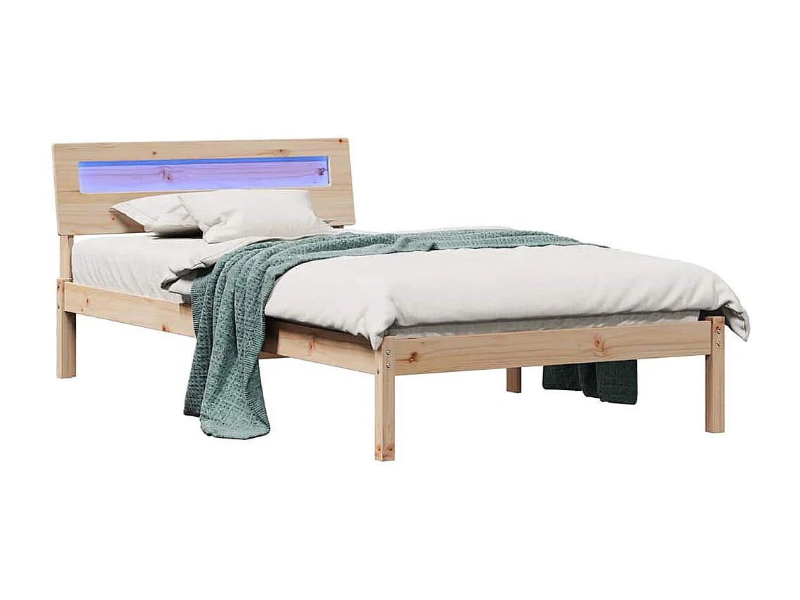 Estructura de cama Marrón 75 x 190 cm Madera maciza de pino