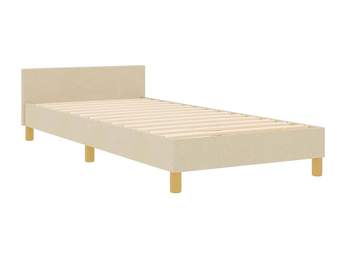 Cadre de lit avec tête de lit Crème 90 x 190 cm tissu