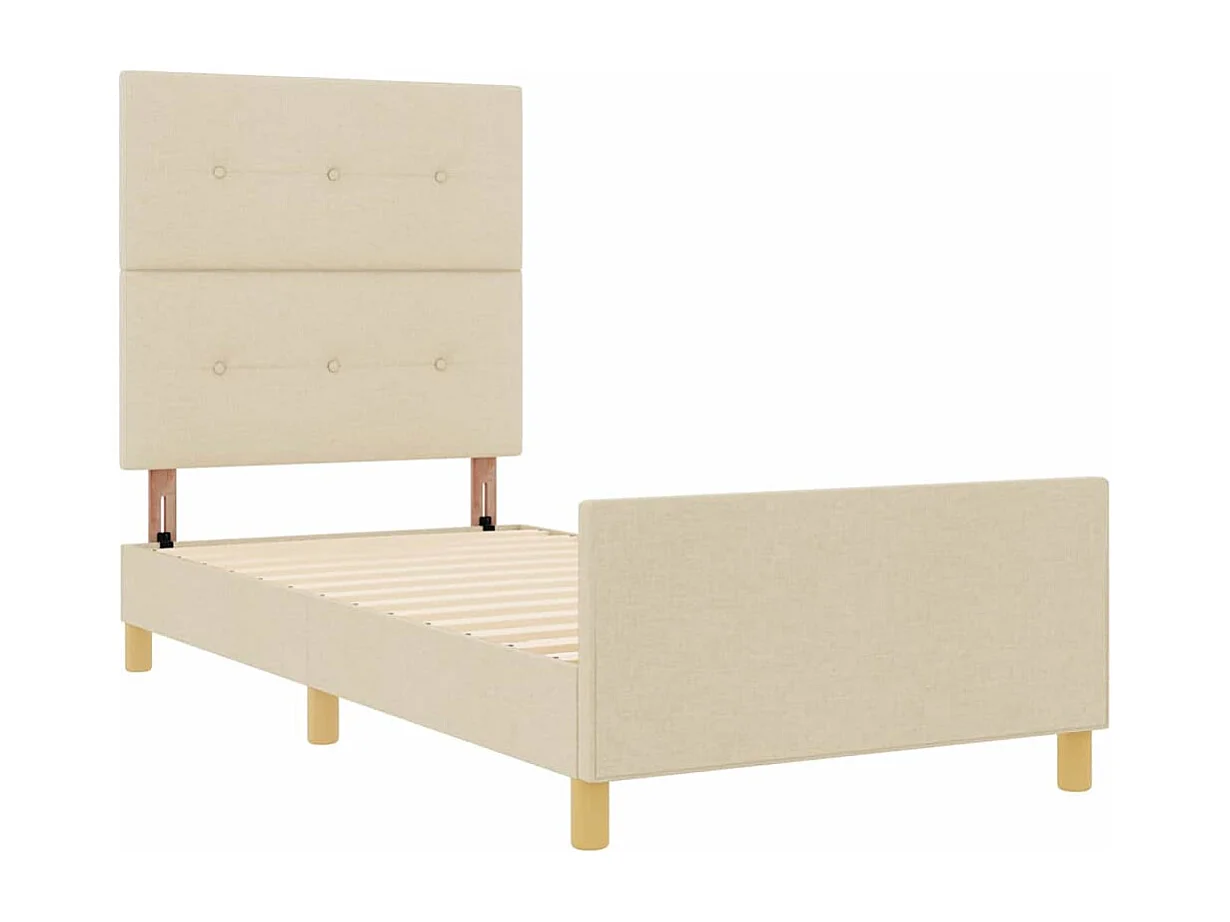 Cadre de lit avec tête de lit Crème 90 x 190 cm tissu
