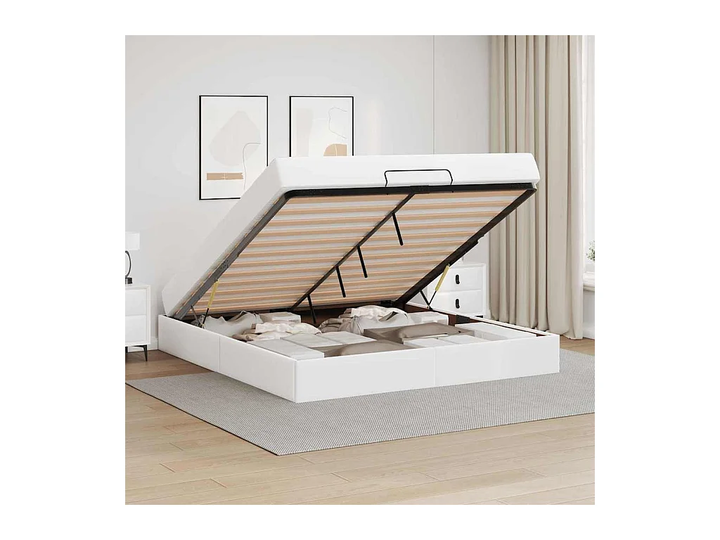 Estructura de cama con colchón Blanco puro 160 x 200 cm