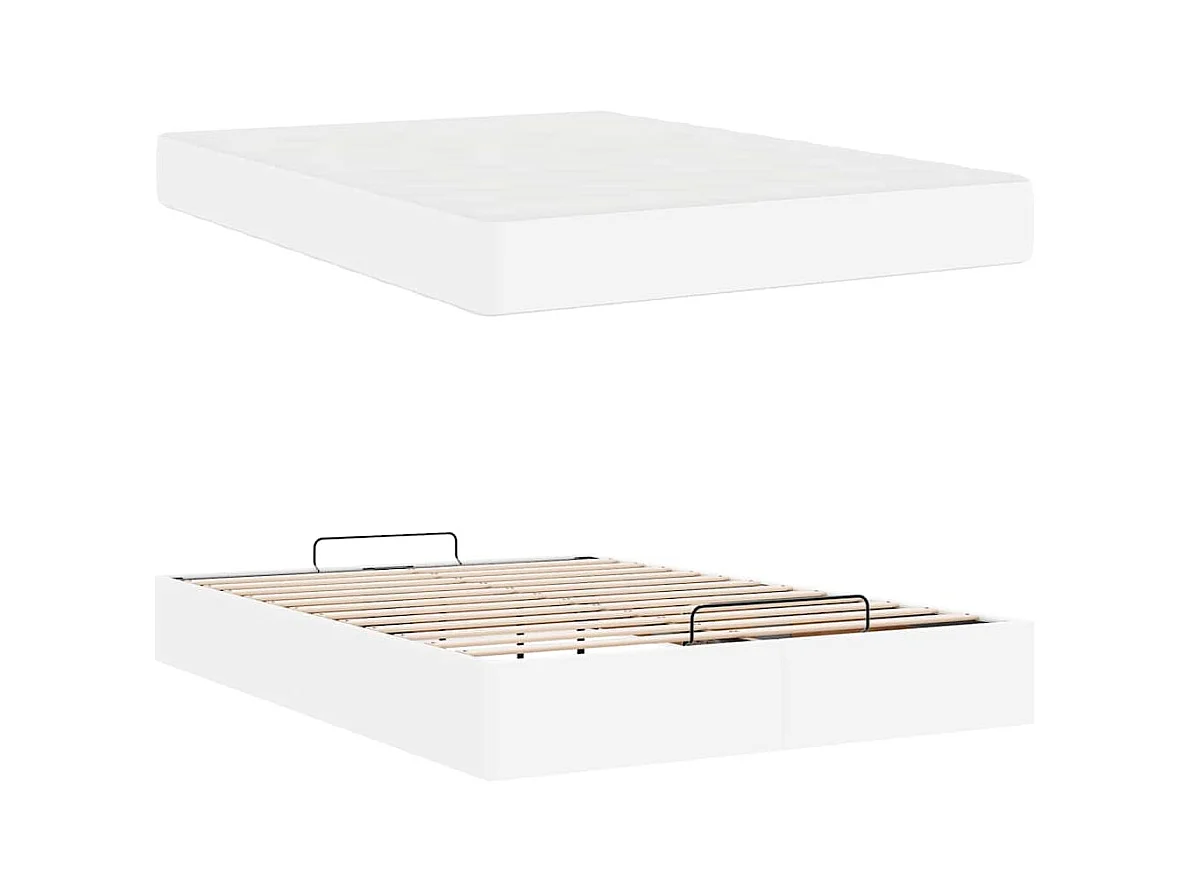 Estructura de cama con colchón Blanco puro 160 x 200 cm