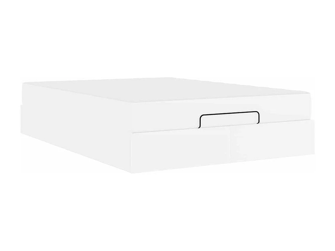 Cadre de lit avec matelas Blanc pur 160 x 200 cm Faux cuir