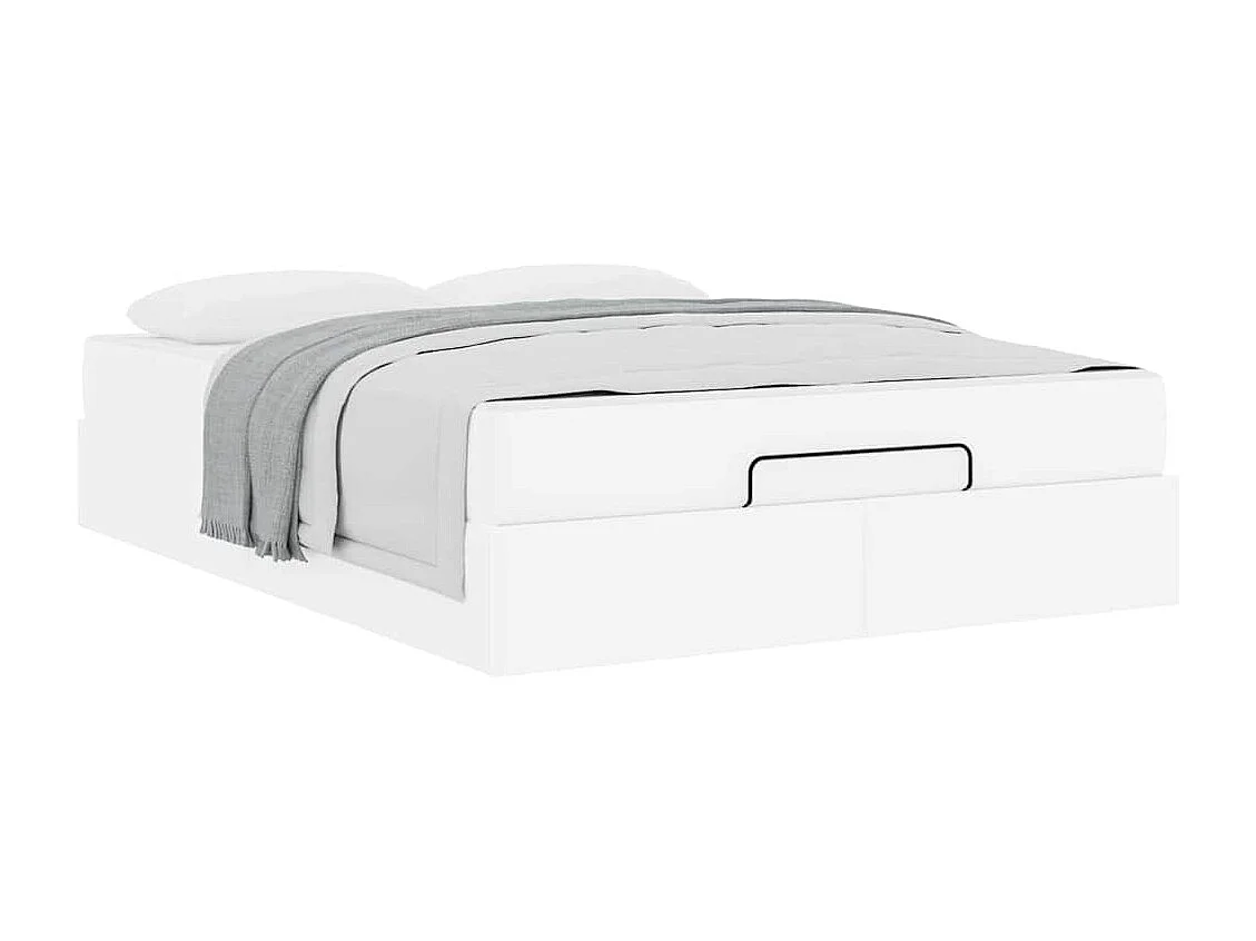 Cadre de lit avec matelas Blanc pur 160 x 200 cm Faux cuir