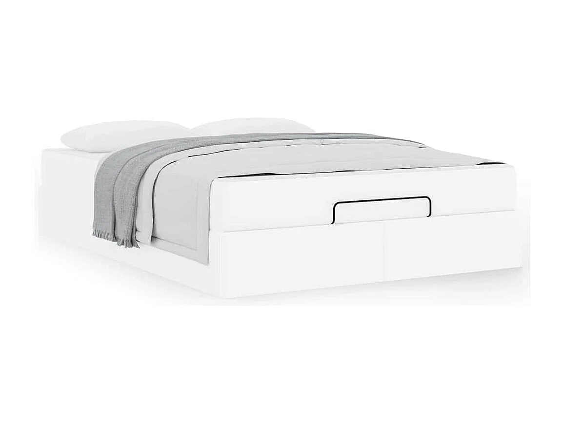 Cadre de lit avec matelas Blanc pur 160 x 200 cm Faux cuir