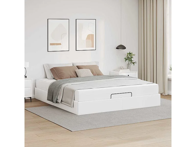Bedframe met matras met matras Pure Wit 160 x 200 cm Kunstleer
