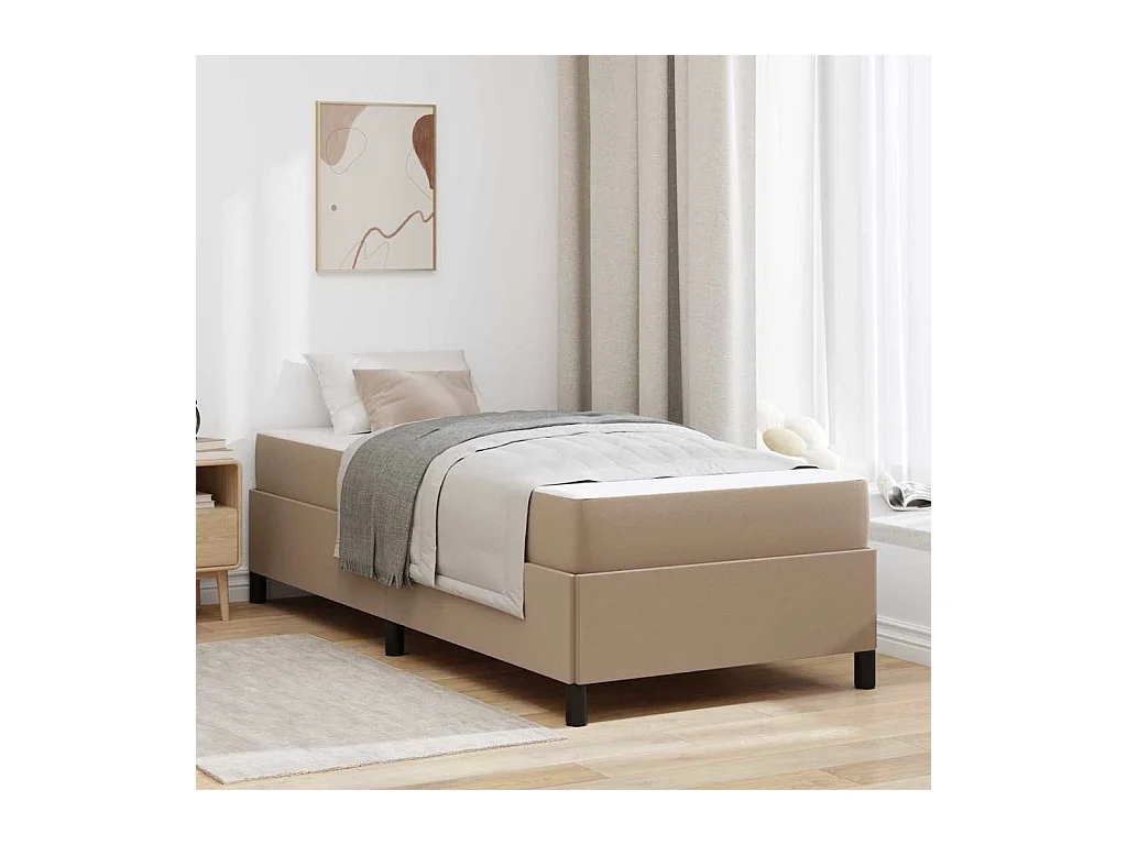 Cadre de lit avec matelas Cappuccino 90 x 190 cm Faux cuir