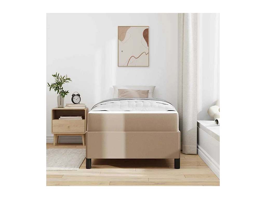 Cadre de lit avec matelas Cappuccino 90 x 190 cm Faux cuir