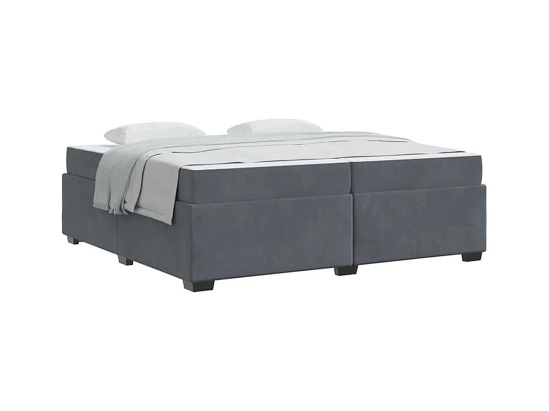 Cadre de lit avec matelas Gris foncé 200 x 200 cm Velours