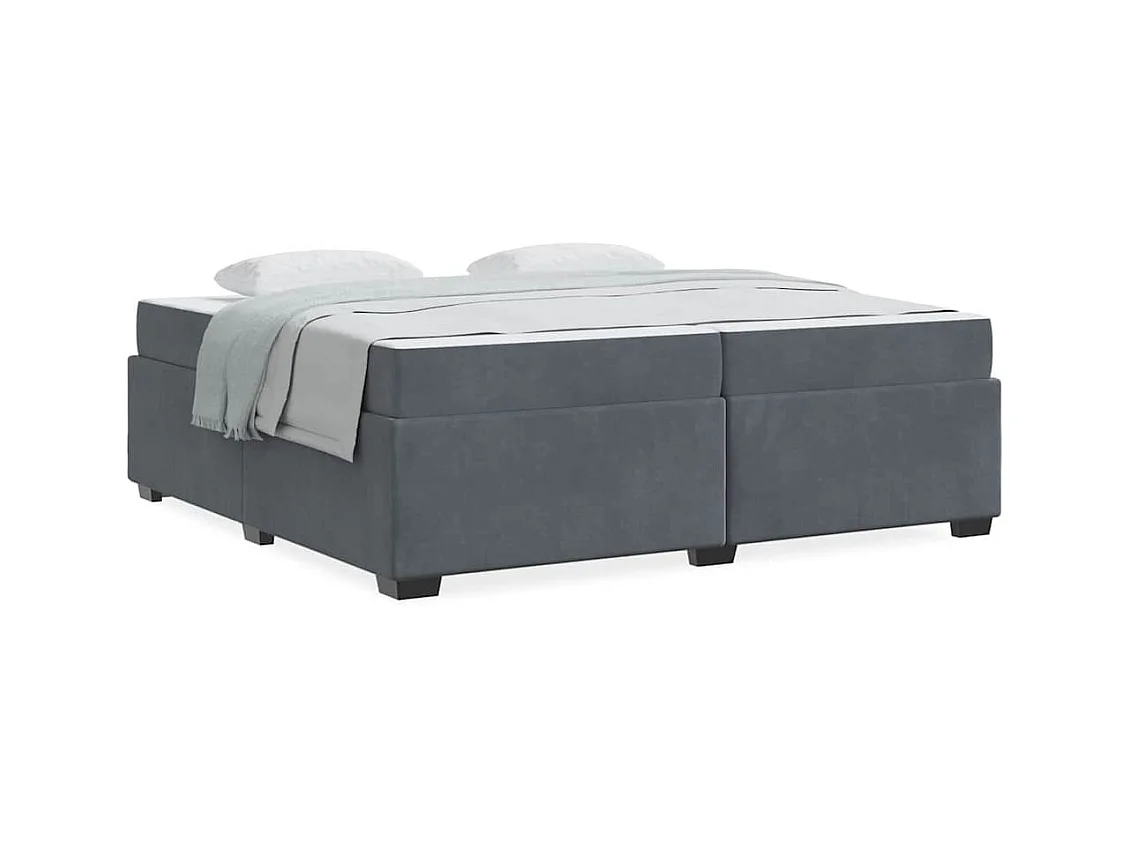Cadre de lit avec matelas Gris foncé 200 x 200 cm Velours