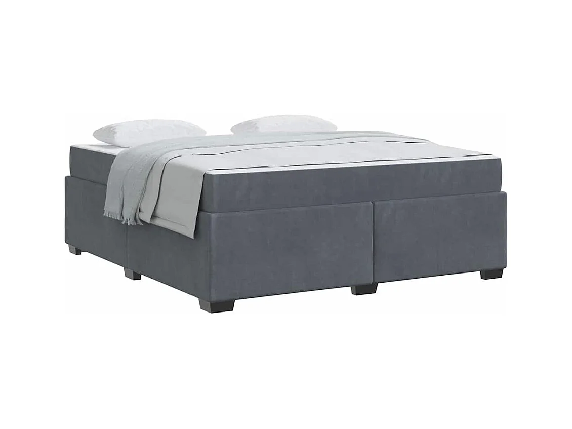 Cadre de lit avec matelas Gris foncé 180 x 200 cm Velours