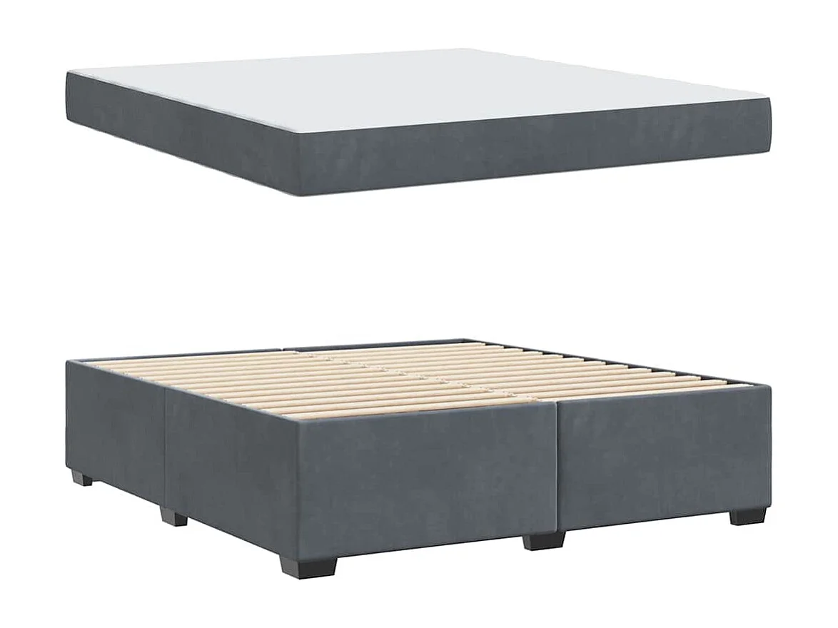 Cadre de lit avec matelas Gris foncé 180 x 200 cm Velours