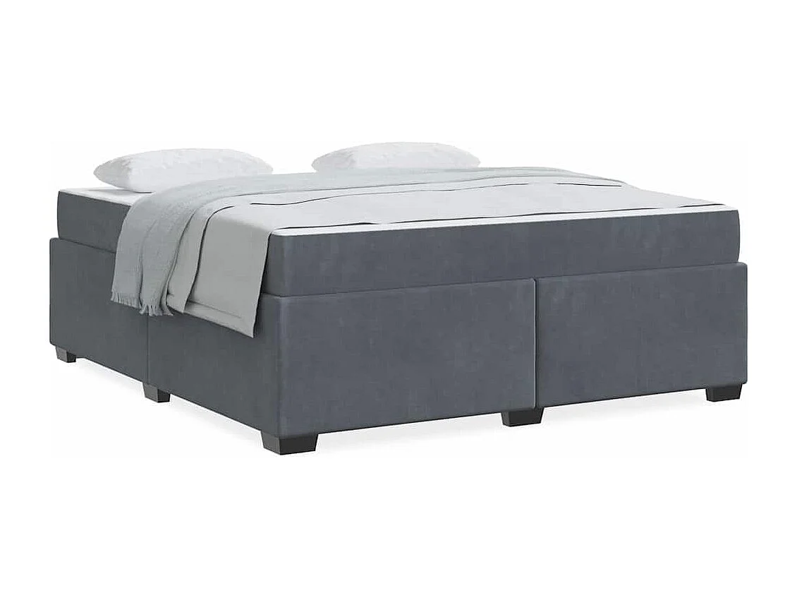 Cadre de lit avec matelas Gris foncé 180 x 200 cm Velours