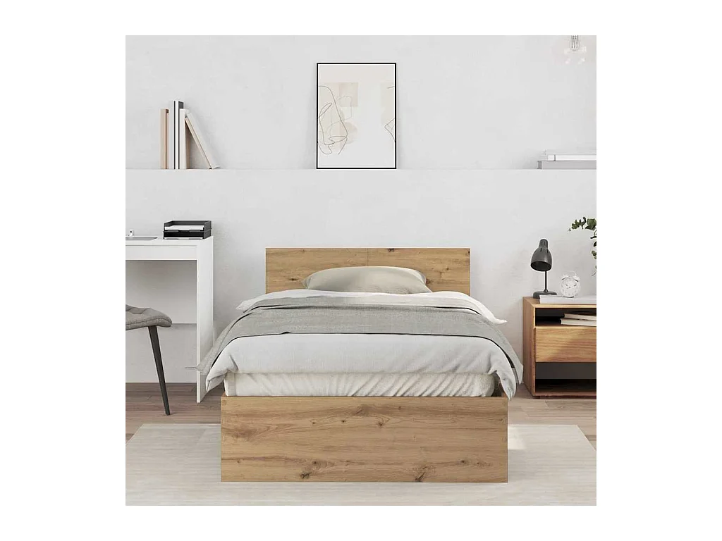 Estructura de cama con cabecera Roble artesanal 100 x 200 cm