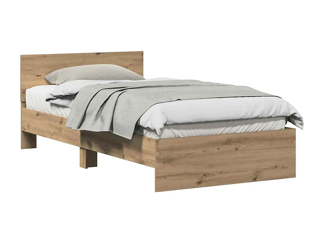 Estrutura da Cama com cabeceira Carvalho Artesanal 100 x 200 cm