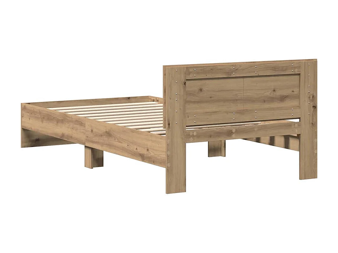 Estrutura da Cama com cabeceira Carvalho Artesanal 100 x 200 cm