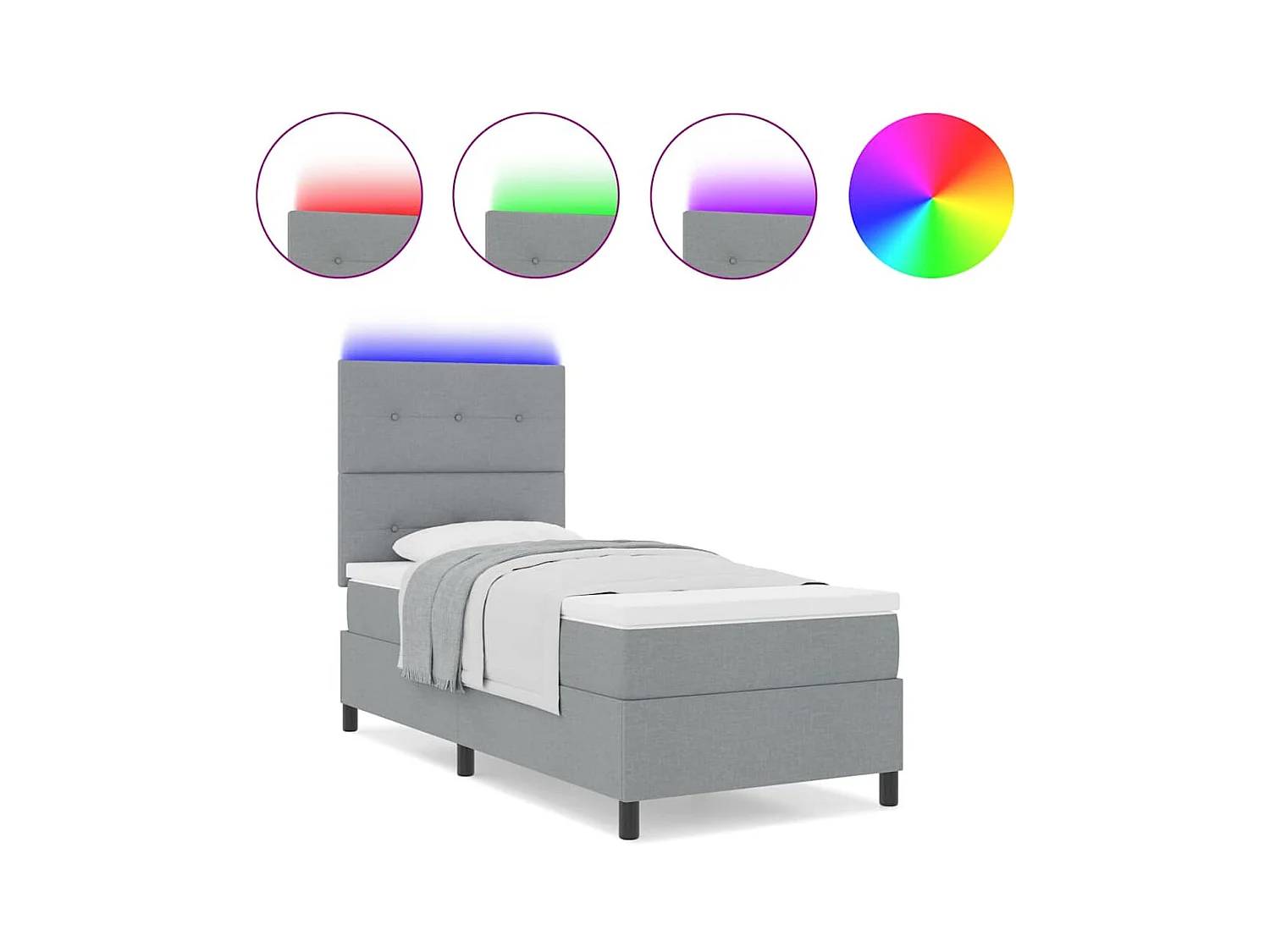 Cadre de lit avec matelas Gris clair 100 x 200 cm tissu