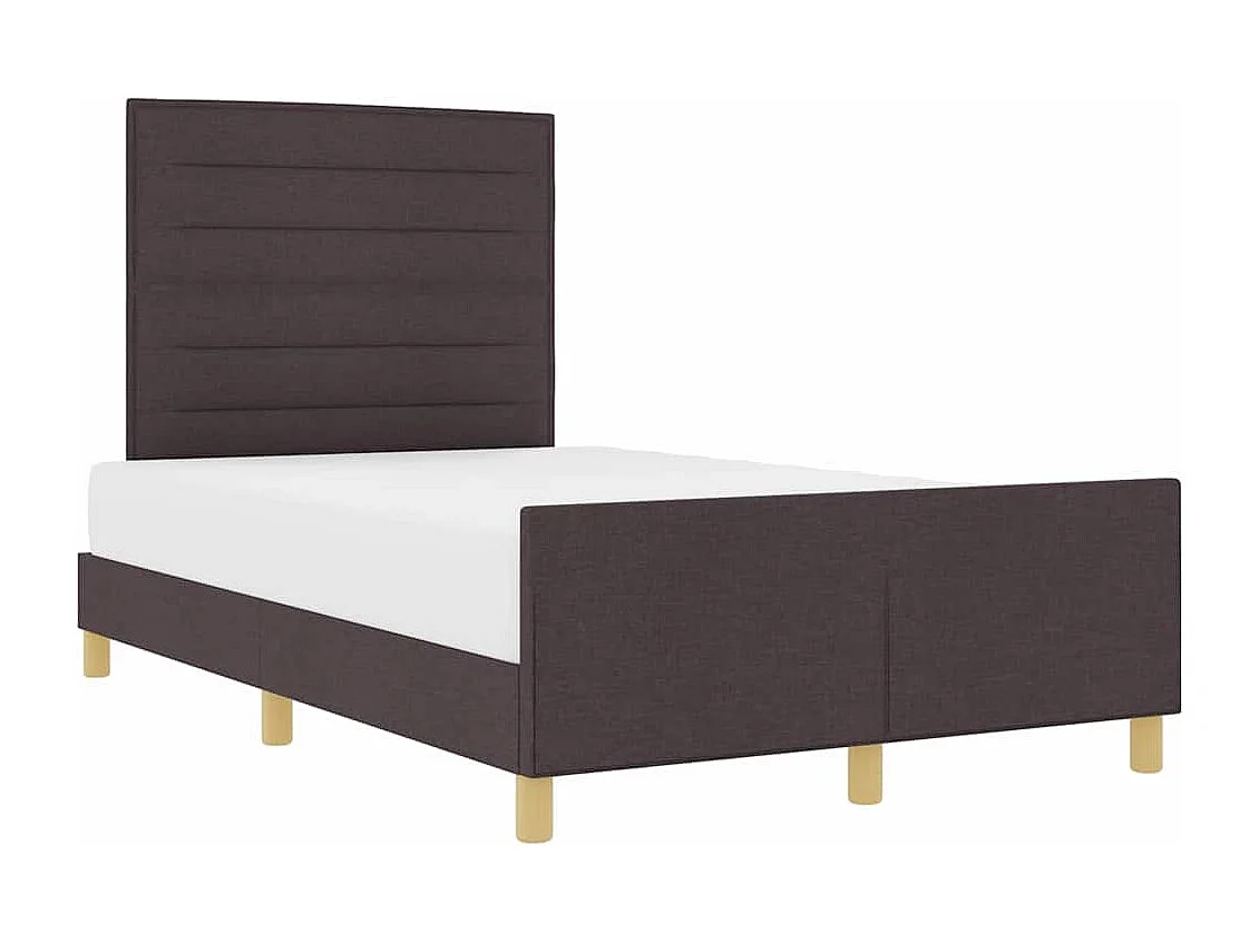 Estructura de cama con cabecera Marrón oscuro 140 x 200 cm tela