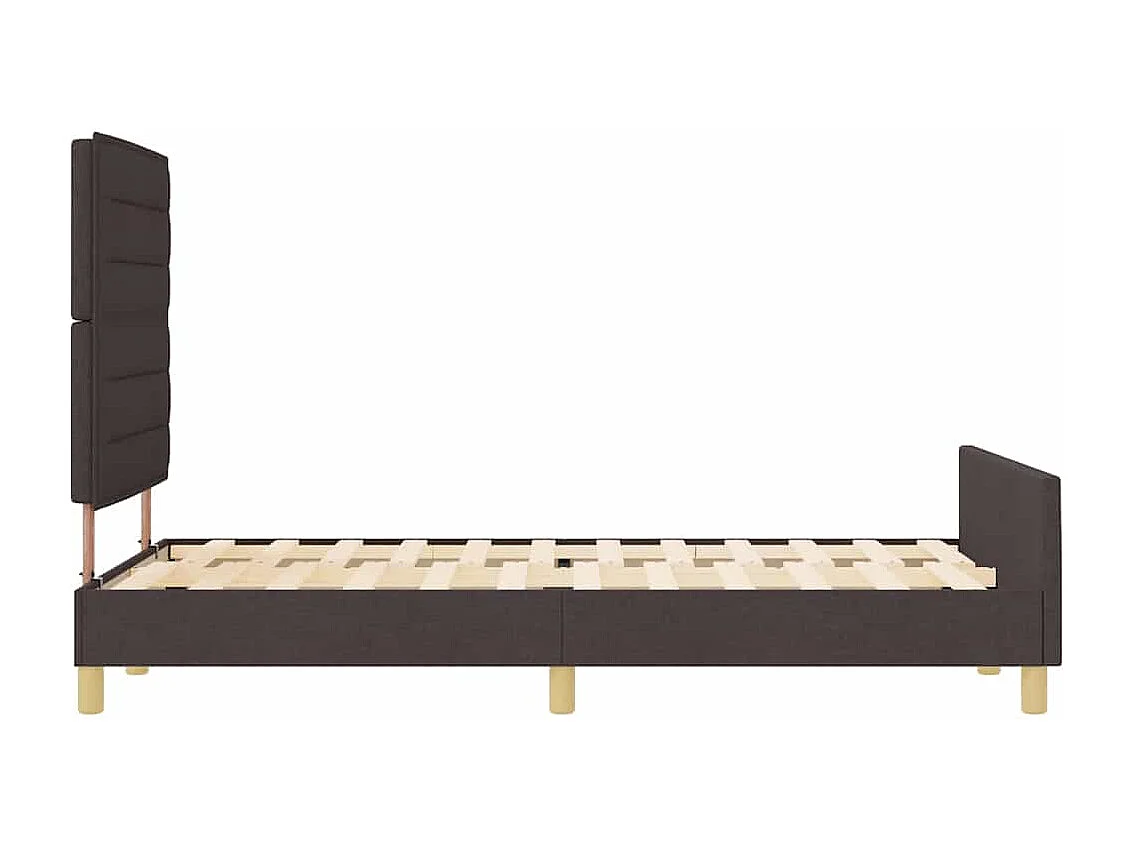 Estructura de cama con cabecera Marrón oscuro 140 x 200 cm tela