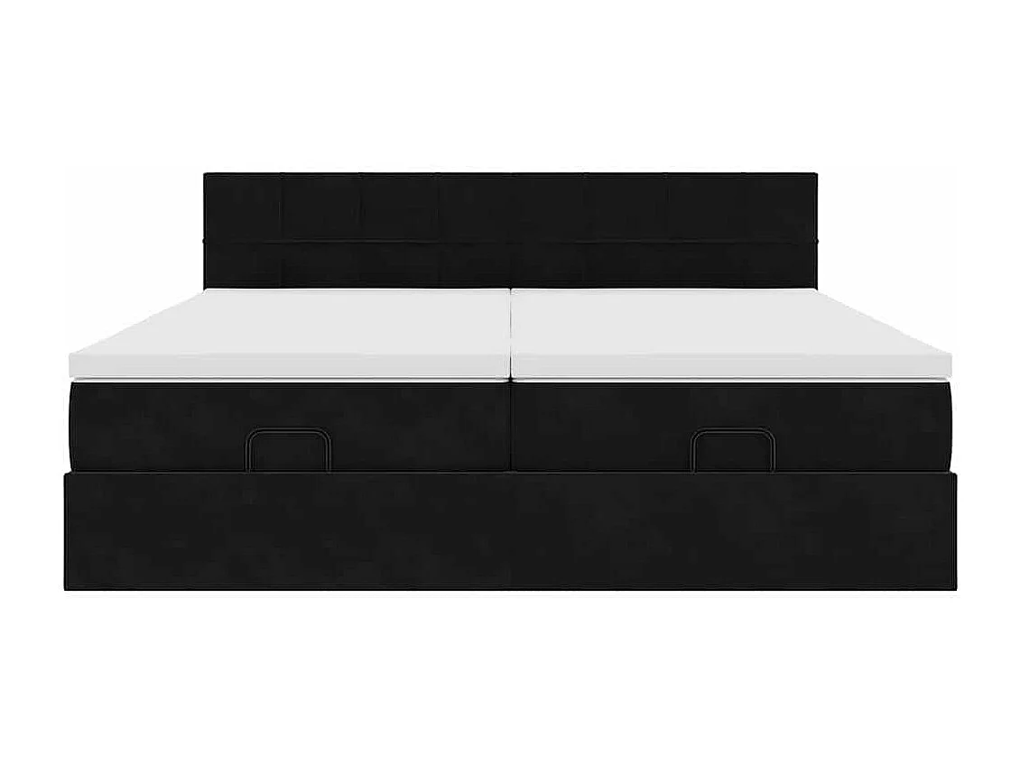 Cadre de lit ottoman avec matelas noir 180x200cm velours
