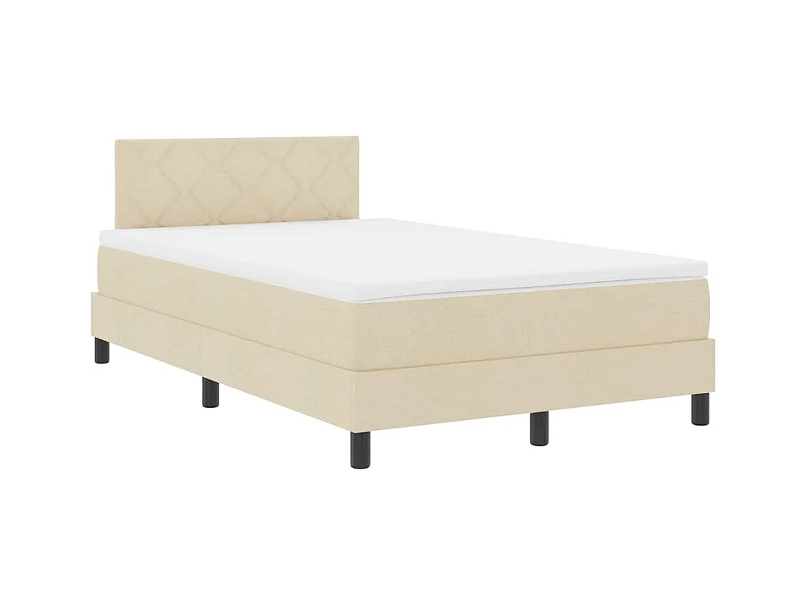 Cama box spring con colchón con colchón Crema 120 x 200 cm tela