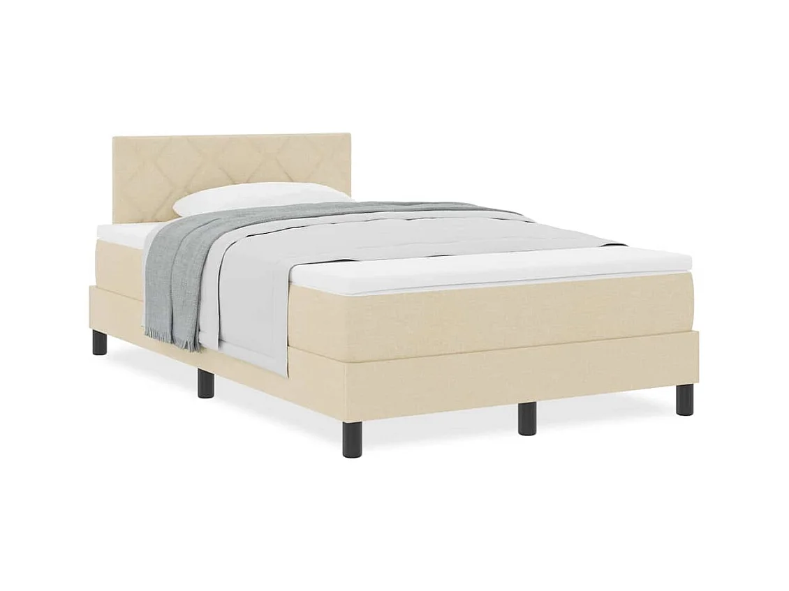 Cama box spring con colchón con colchón Crema 120 x 200 cm tela