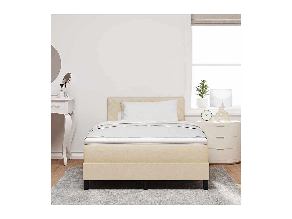 Cama box spring con colchón con colchón Crema 120 x 200 cm tela