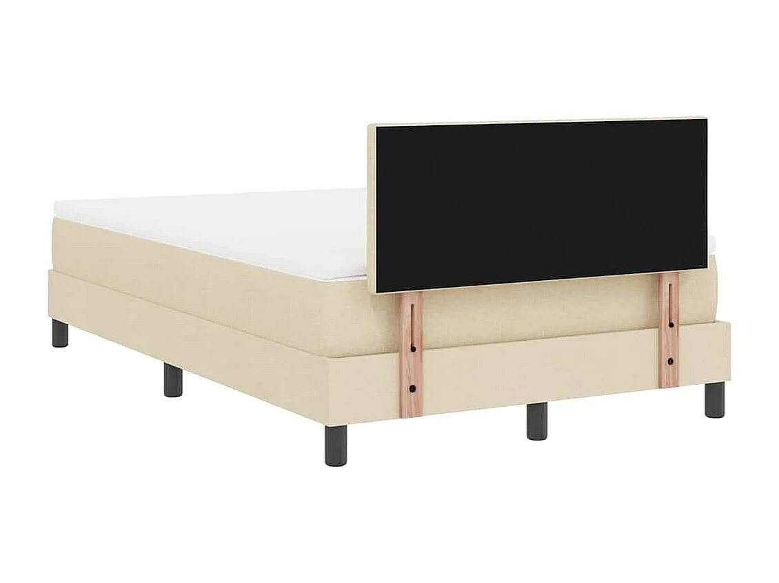 Cadre de lit avec matelas Crème 120 x 200 cm tissu