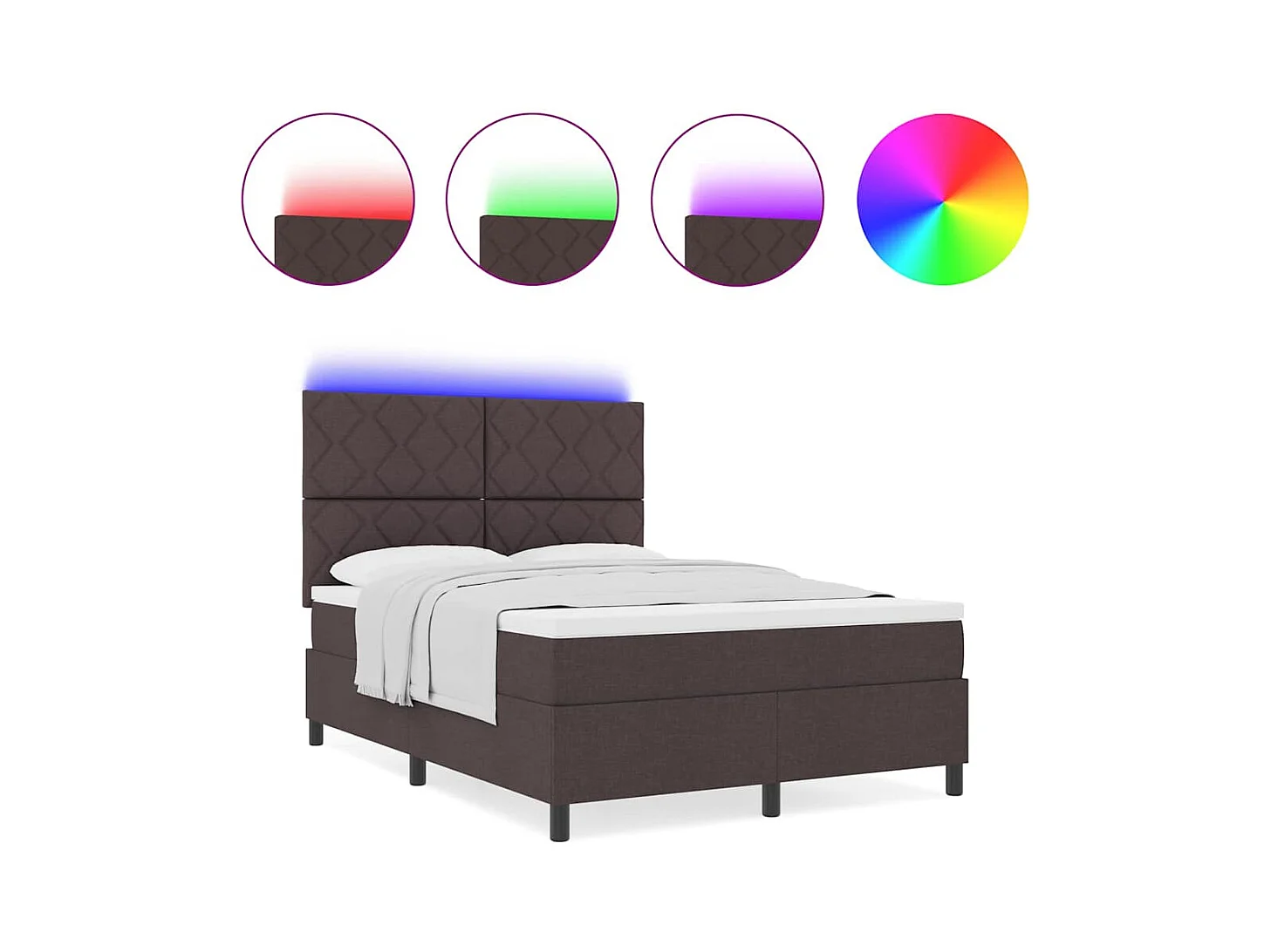 Cama Box com colchão Castanho escuro 140 x 200 cm tecido