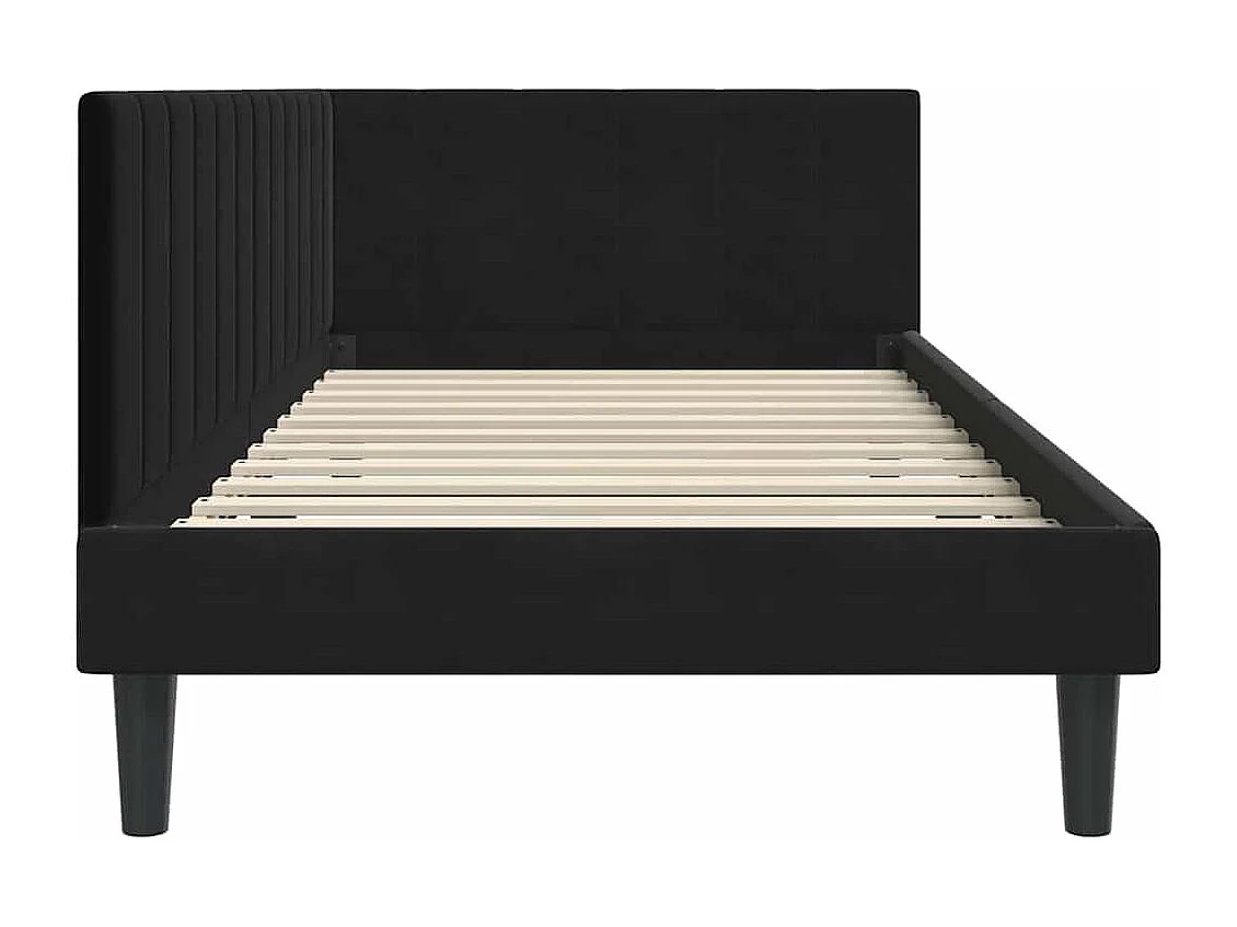Cadre de lit d'angle avec tête de lit Noir 90 x 200 cm Velours