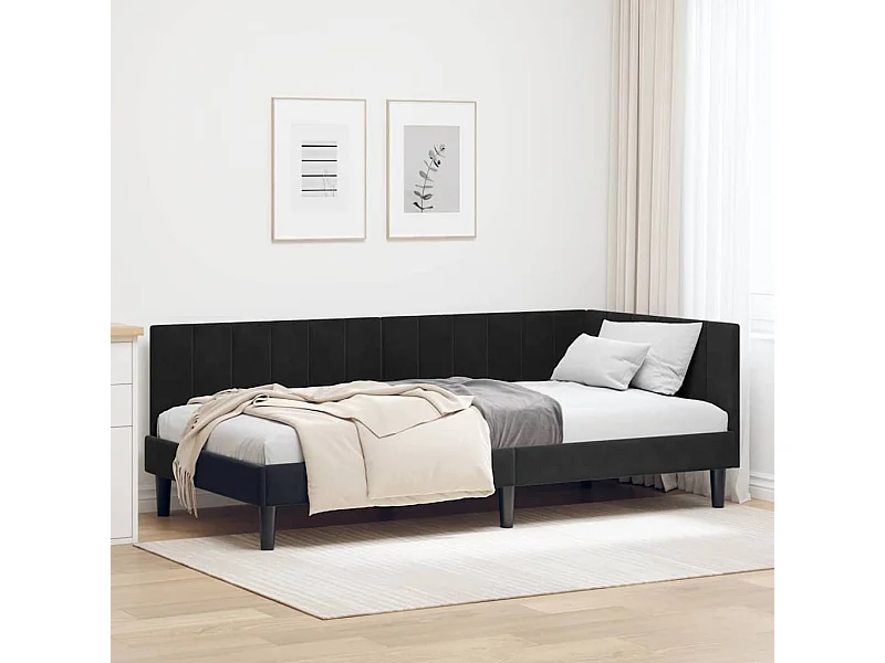 met hoofdeinde Zwart 90 x 200 cm Fluweel